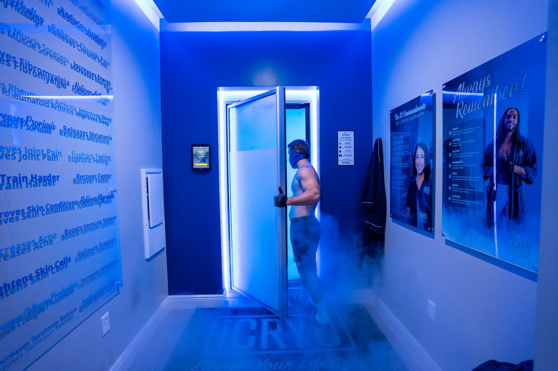 Whole body cryotherapy chamber at iCRYO One Loudoun in Ashburn, VA