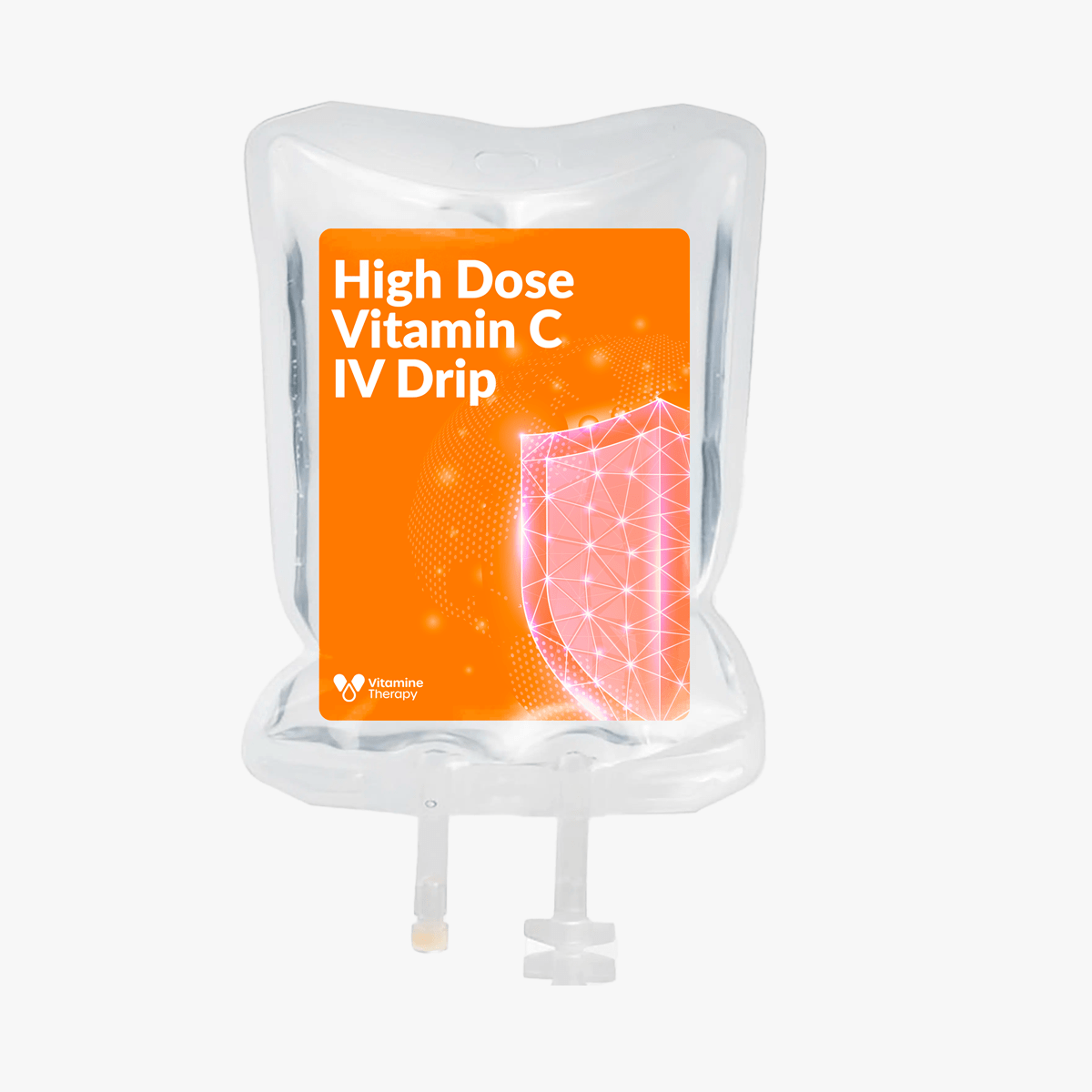 High-dose vitamin C IV infusion bag ready for immune support therapy